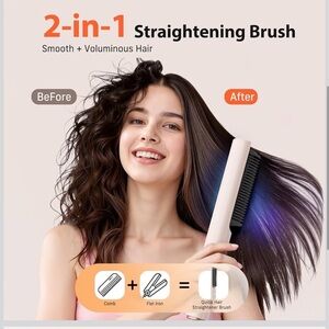 2-in-1 Straightening Brush - White and Black
